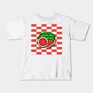 Watermelon on Watermelon Pink Background Kids T-Shirt